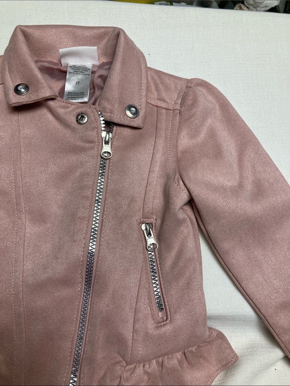 Little Lass Pink Jacket and Tan Floral Cargo Pants Girls Matching Set - Picture 7 of 8